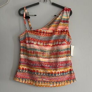 Garnet Hill Multicolor One-Shoulder Tank Top size 16